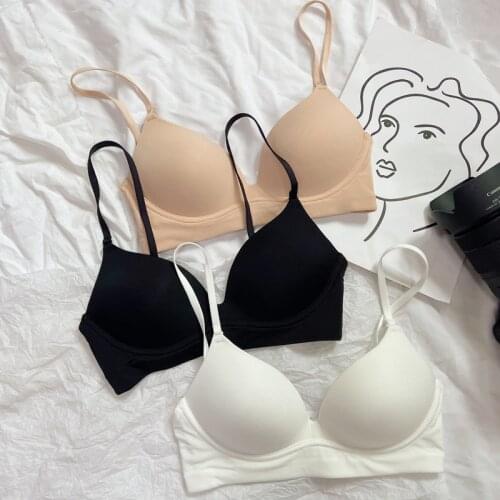 Smooth one-piece ultra-thin bra push up no steel ring brassiere seamless backless girl breathable femme sexy gathered bralette