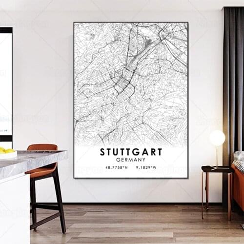 Germany The Stuttgart City Map Poster Canvas Painting HD Print Wall Art Picture for Living room Home decoration Artwork