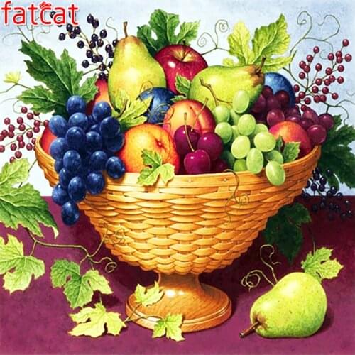 FATCAT 5D Diy Diamond Painting Still life fruit basket Diamond Embroidery Sale Full Square Round Drill Mosaic stickers AE2910
