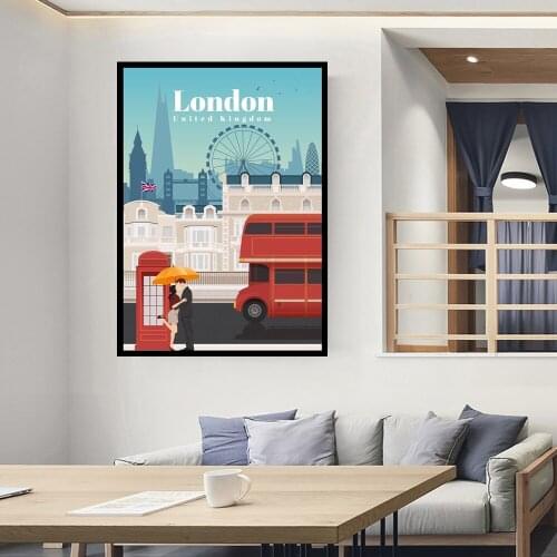 London Travel Landscape Canvas Painting Wall Art Nordic Posters and Prints Wall Pictures for Living Room Decoration Frameless