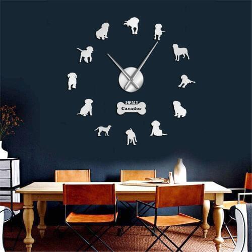 Cavalier King Charles Spaniel and Labrador Retriever Mixed Dog Breed Cavador DIY Large Wall Art Home Decor Frameless Wall Watch