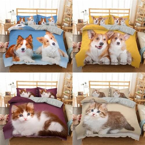 2021 3d Cute Cat Bedding Set Dog Animal Duvet Cover Bedding King Queen Sizes Bed Set Printed Home Textile Bed Linen