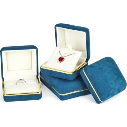 Necklace /ring box high quality 7.2x6.6x5cm bule color fashion style velvet display case jewelry -accessories bracelet gift box