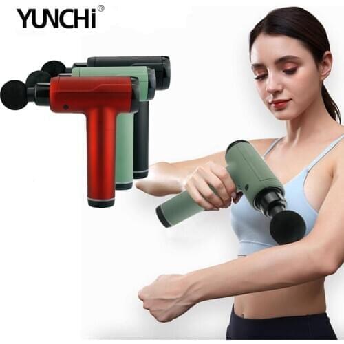 Massage Gun Muscle Pain Relief Therapy Massage Tissuce Recovery Touch Screen 20 Levels Speed EVA Case 6 Massage Heads LED