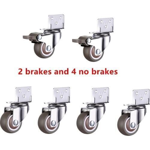 6pcs Furniture Casters Wheels Soft Rubber Swivel Caster Quite Roller wheels for trolley Baby Crib Bed Wheels Household Accessory