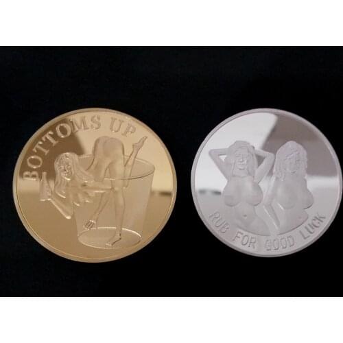 BOTTOMS UP Sexy Challenge Coin Sexy Girl Mature Gold Toy Gift Gold Plated Challenge Coin ,Gold Coin Lucky lady Craft Gift #10