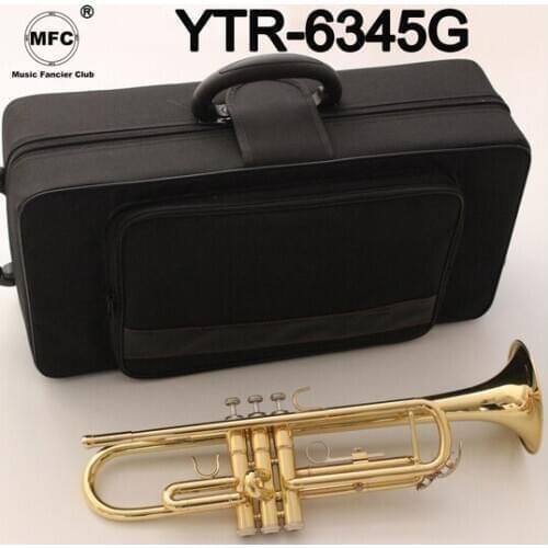 Music Fancier Club Bb Trumpet 6345G Gold Lacquer Music Instruments Profesional Trumpets Student Included Case Mouthpiece