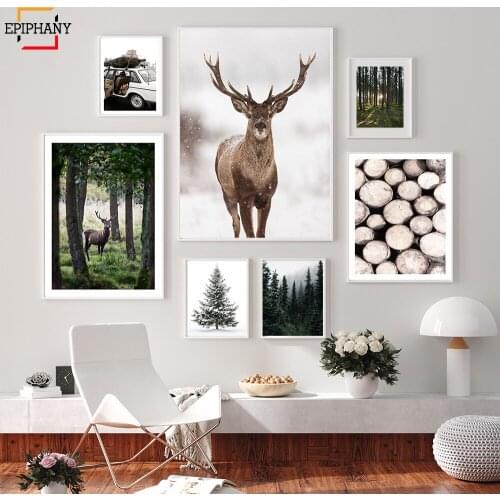 Wall Art Canvas Painting Owl In Snowfall Poster Nordic Forest Posters and Prints Landscape Wall Pictures for Living Room Decor