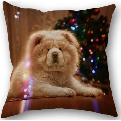 New Custom Chow Pet Pillowcase Cotton Linen Fabric Square Zipper Pillowcase 45X45cm Wedding Decorative Pillow cover