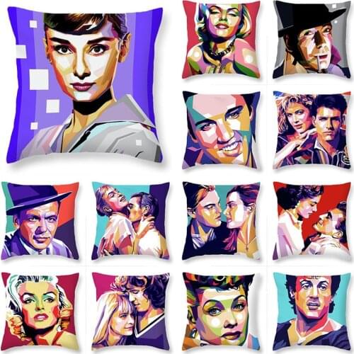 POP Style American Film Stars Cushion Cover Famouse Hollywood Actors Actresses Portrait Pillow Case Sofa Couch Decorative Pillow
