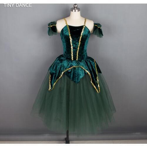 New Design of Child & Adult Romantic Ballet Dance Tutus Green/White Color Long Tutu Ballerina Dress Performance Costumes 18136