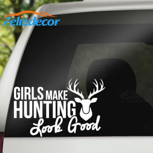 New Design Sticker Girls make hunting, Look good Decal Text Words Car Stickers Hunting Car Decals Vinyl Hunting Bumper L655