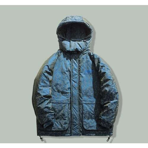 Harajuku Texture Leopard Print Hooded Parka Men Hip Hop Japan Streetwear Loose Parkas 2021 Winter Thicken Keep Warm Jacket Coats