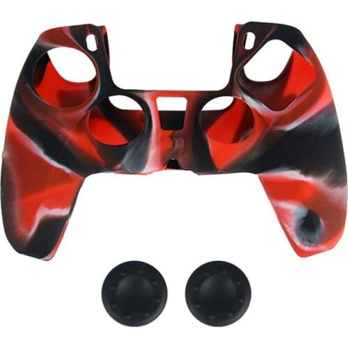 Silicone Controller Cover Case With 2 Thumb Grip Caps For PS5 Camouflage Silicone Sleeve For PS5 Handle Games Accessories