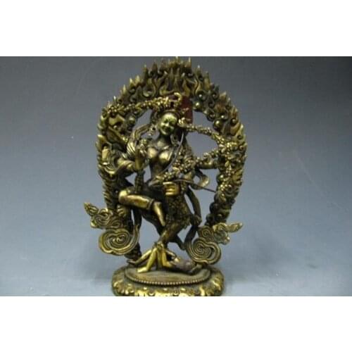 Song voge gem S0892 9 Tibetan Buddhism Pure Bronze Copper 24K Gold Gild Kurukulla Buddha Statue