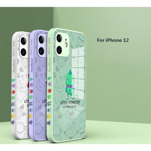 Glass Phone Cover For iPhone 12 Case Cute Kawii Cartoon For iPhone 12 Case Protection For iPhone Case Hard Shockproof Case Funda