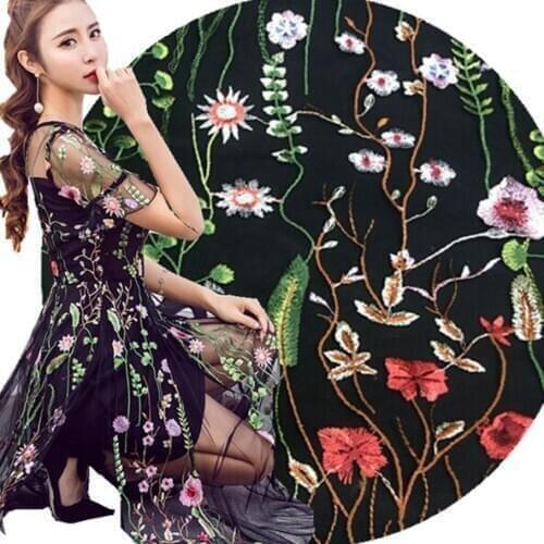 1meter High-grade encrypted mesh embroidery lace fabrics diy dress skirt summer clothing fashion material