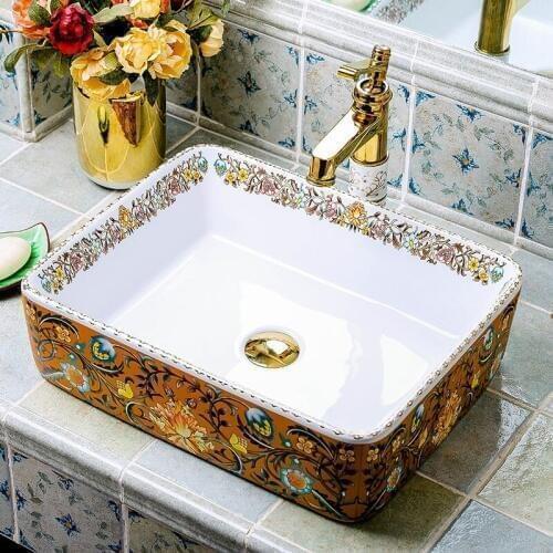 Modern style porcelain wash basin colorful ceramic sink for bathroom