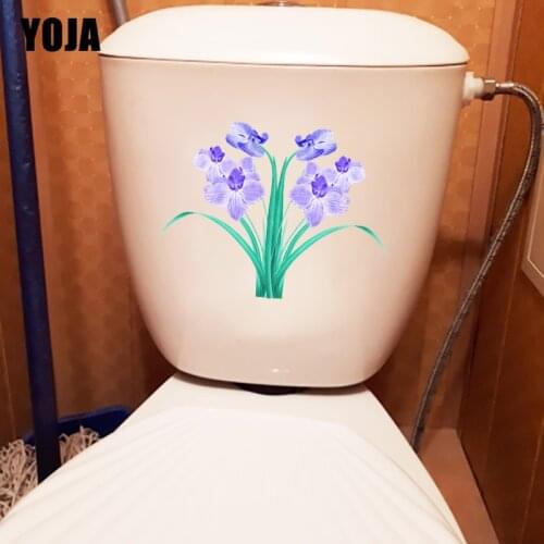 YOJA 22.7*17CM Orchid Flower Plant WC Toilet Seat Stickers Fresh Bedroom Wall Decoration T1-0587