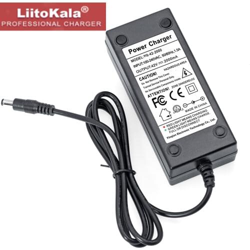 2021 Liitokala 36V battery charger output 42V 2A charger input 100-240 VAC lithium ion charger for 10S 36V electric bicycle