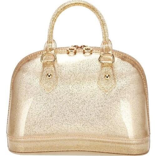 25cm Medium Size Summer Shell PVC Jelly handbag Women Purse Shoulder Bag Candy Color Girls Silicon Tote Beach messenger Bag