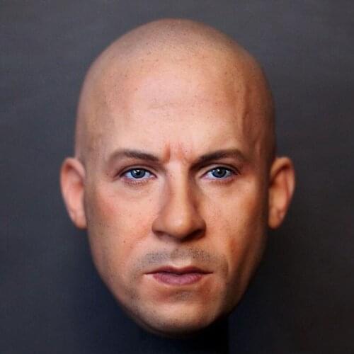 1/6 Vin Diesel Head Sculpt Bald Male Soldier Head Carving Fit 12'' Action Figure Body