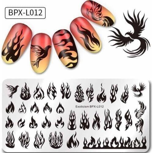 1pc Nail Stamping Plates Flame Bird Pattern Nail Art Stamp Stamping Template Image Plate Stencil Nails Tool