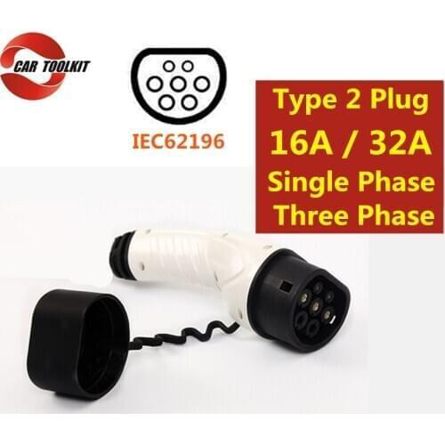 16A 32A Type 2 EV Charger Plug for Electric Vehicle IEC 62196 EV Charging Connector Single Phase Three Phase Adapter