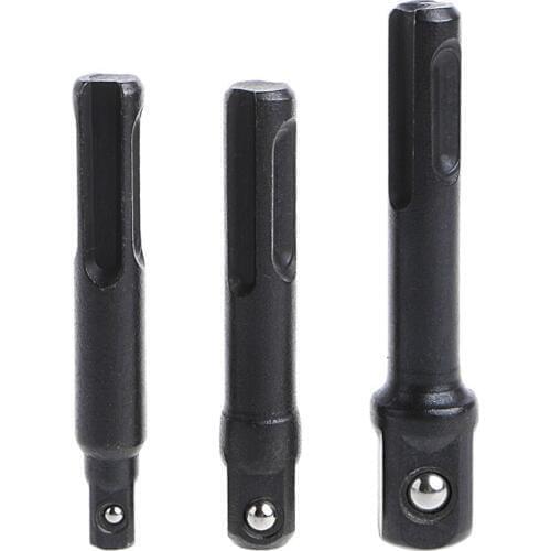 3 Pcs SDS Plus Drill Socket Driver Set 1/4" / 3/8" 1/2" Chuck Adaptor Hand Tools