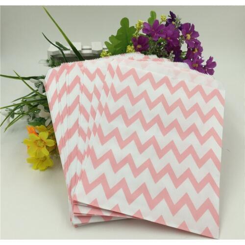 5*7 inch 100pcs Chevron Popcorn Candy Kraft Paper Treat Favor Bag Goodie Gift Bags Wedding Party Decoration Party Supplies