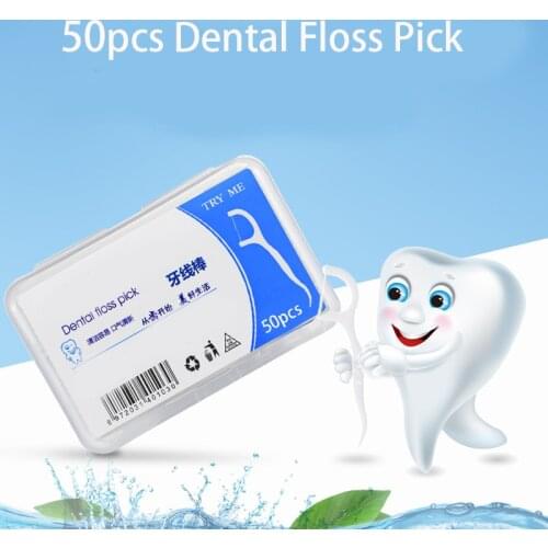 50pcs Dental Floss Flosser Picks Toothpicks Teeth Stick Tooth Cleaning Interdental Brush Dental Floss Pick Oral Hygiene Care