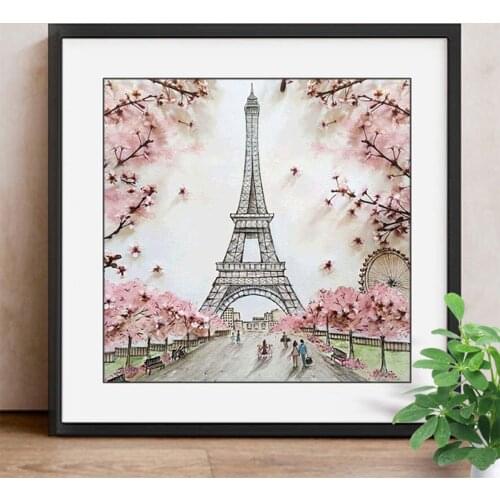 5D DIY Diamond Mosaic Landscape Full Square Drill Diamond Painting Flowers Cross Stitch Paris Iron Tower Picture Of Rhinestone