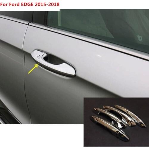 For Ford EDGE 2015 2016 2017 2018 car body cover protect detector stick frame lamp trim ABS chrome car door handle molding 8pcs