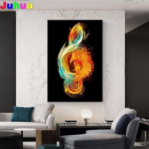 Abstract animal phoenix reborn Music Note Diy diamond painting mosaic Home Decor Full Drill diamond embroidery diamond stitch