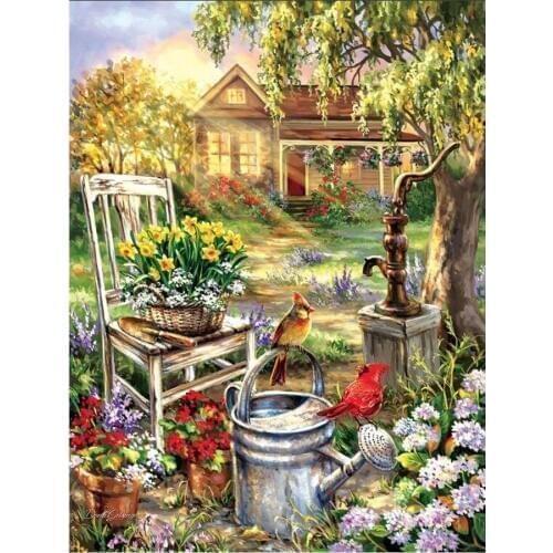 5D DIY Full Square Round Drill diamond painting garden bird animal mosaic embroidery house needlework home decoration AA2131
