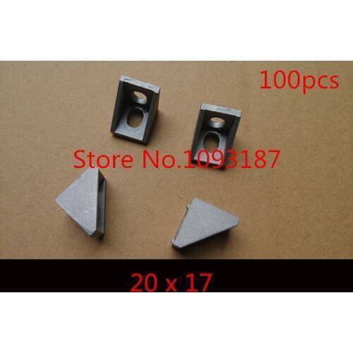100PCS/LOT 2020 Profile Aluminum Corner Fitting Angle 20 x 17 Decorative Brackets Aluminum Profile Accessories L Connector