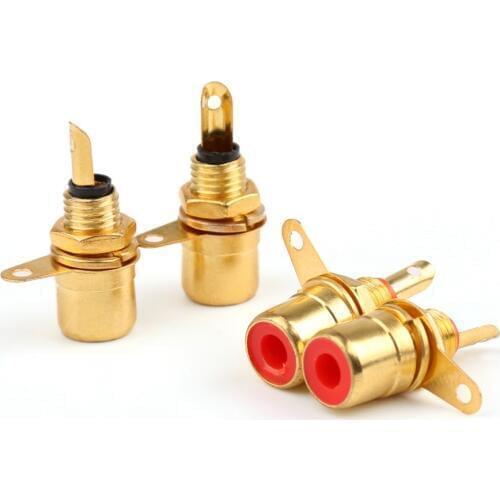 Areyourshop Hot Sale 10 Pcs Gold Plated RCA Phono Chassis Panel Mount Female Socket Adapter