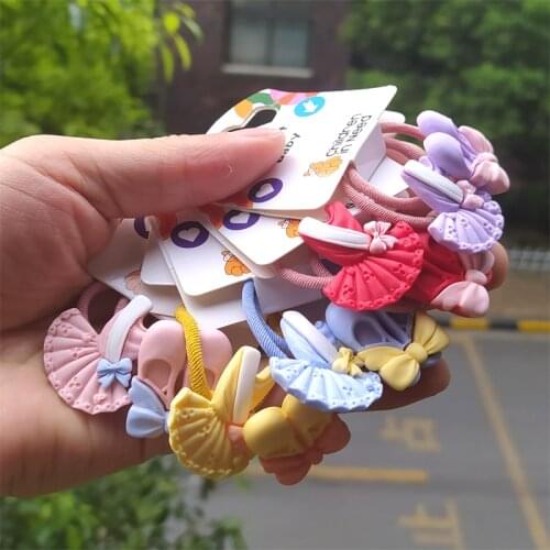 2PCS Ballet Shoes Dancing Clothes Princess Headwear Cute Kids Elastic Hair Bands Children Ropes Girls Accessories Baby Headdress