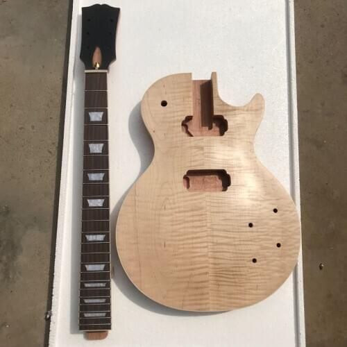 One piece Neck one piece body electric guitar in sunburst ,Free delivery, semi-finished electric guitar, rosewood fingerboard