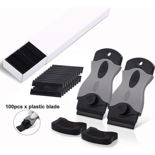 FOSHIO Car Sticker Remover Glass Window Clean Vinyl Scraper 1.5" Double Edge Razor Blade Carbon Fiber Wrapping Tinting Tool Kit