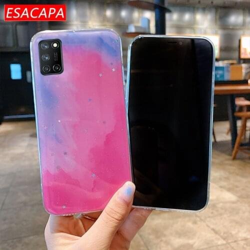 Gradient Watercolor Glitter Star Case For OPPO Realme C7i C17 C15 C11 Soft Silicone Anti-Knock Phone Cover For OPPO Reno 5F 4 4G