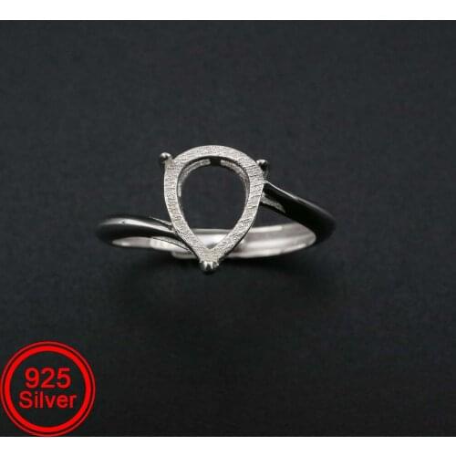 Pear Bezel Ring Settings Blank Adjustable Simple Bypass Shank Solid 925 Sterling Silver DIY Tray for Cabochon Gemstone 1294182