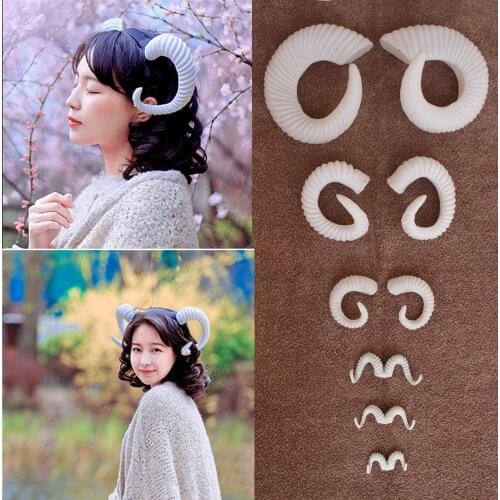 Simulation Plastic White Goats Horn DIY Cosplay Headband Sheep Horns Artificial Animal Goat Horn DIY Accessories Halloween Prop