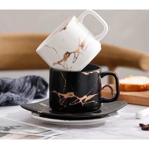 Exquisitely imitation marble texture ceramic coffee cup Brief art ceramic black tea cup