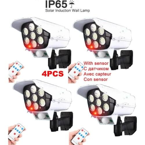 4pcs remote Solar motion sensor lamp light Power camera Fake Camera Power Dummy Surveillance Camera Monitor Waterproof Outdoor s