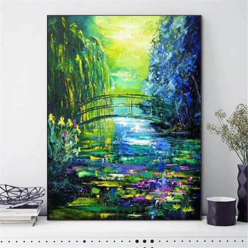WORLD Famous Painting Bridge Over Water Lily Pond 5D DIY Diamond Painting Diamond Embroidery Rhinestone Mosaic Painting