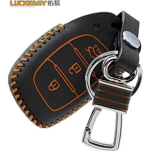 Luckeasy for hyundai solaris 2013 mistra ix35 2014 car key cover leather key holder key2a