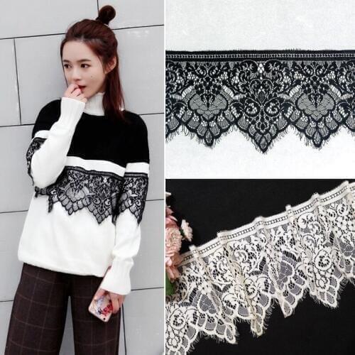 New 3meter/17cm White/Black eyelash lace ribbon Europe and America French nylon african lace fabric underwear pajamas lace trims