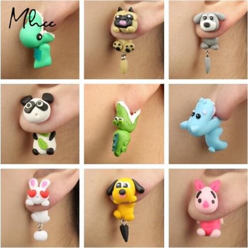 Cute Christmas Earrings Soft Ceramic Earrings Cartoon Animal Decorations Stud Earrings Personality Chomper Originality Earrings