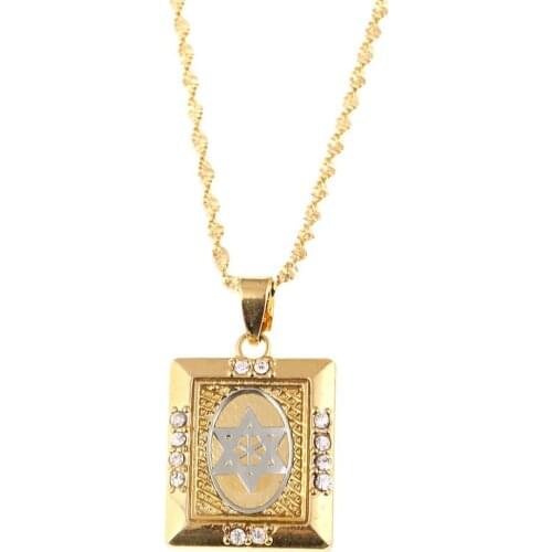 Trendy Gold Color Jewish Star of David Charm Pendant Necklace For Women Hexagram Tantrism Chain Jewelry